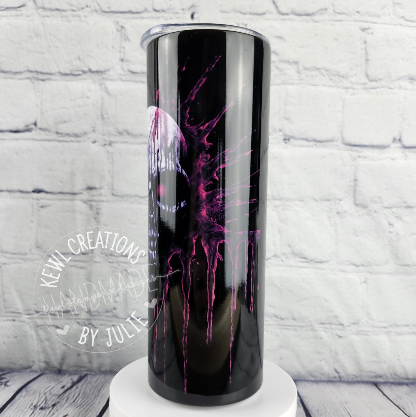 Sublimated "dark", 20oz stainless steel tumbler.