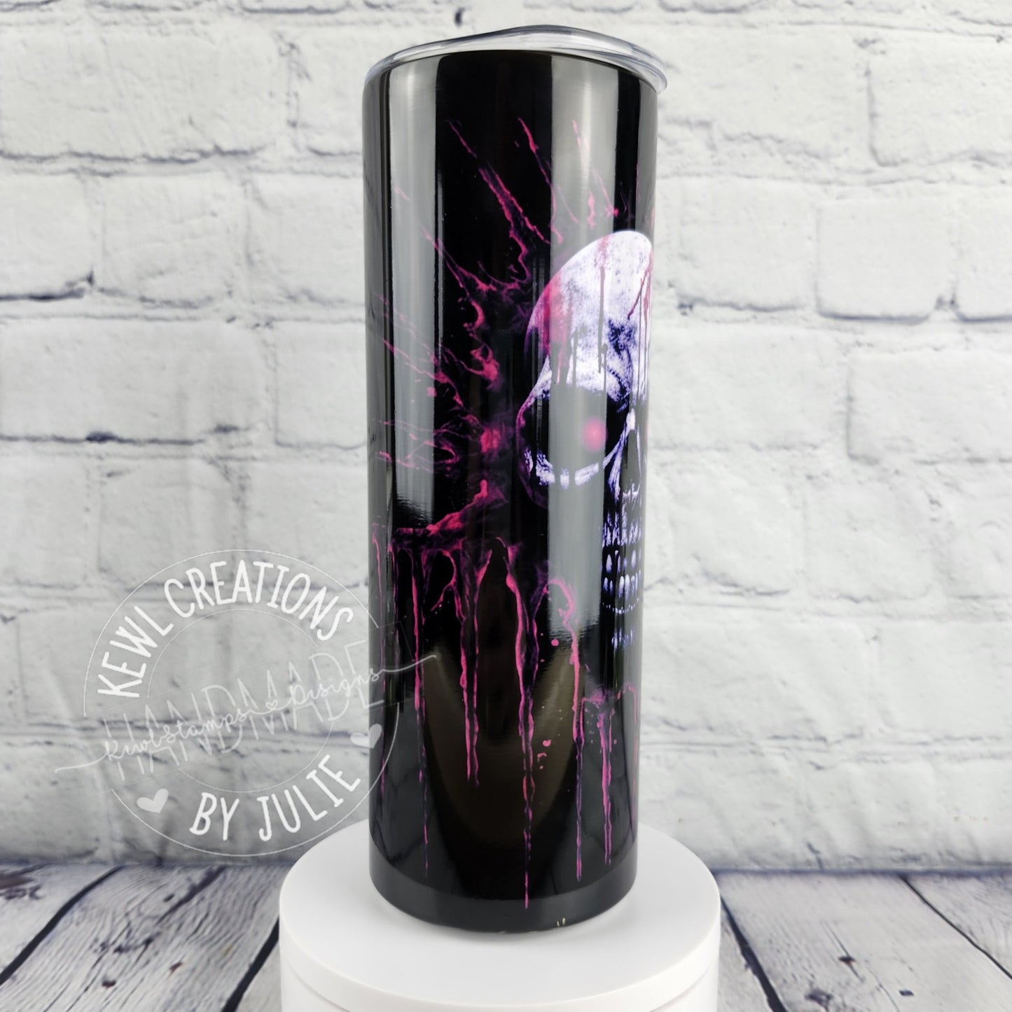 Sublimated "dark", 20oz stainless steel tumbler.