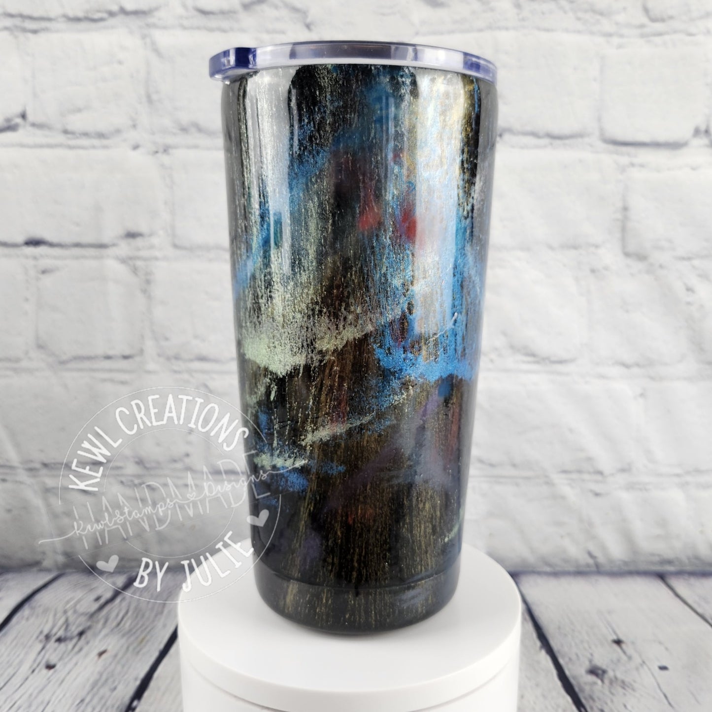 Custom painted and glittered, small stainless steel tumbler