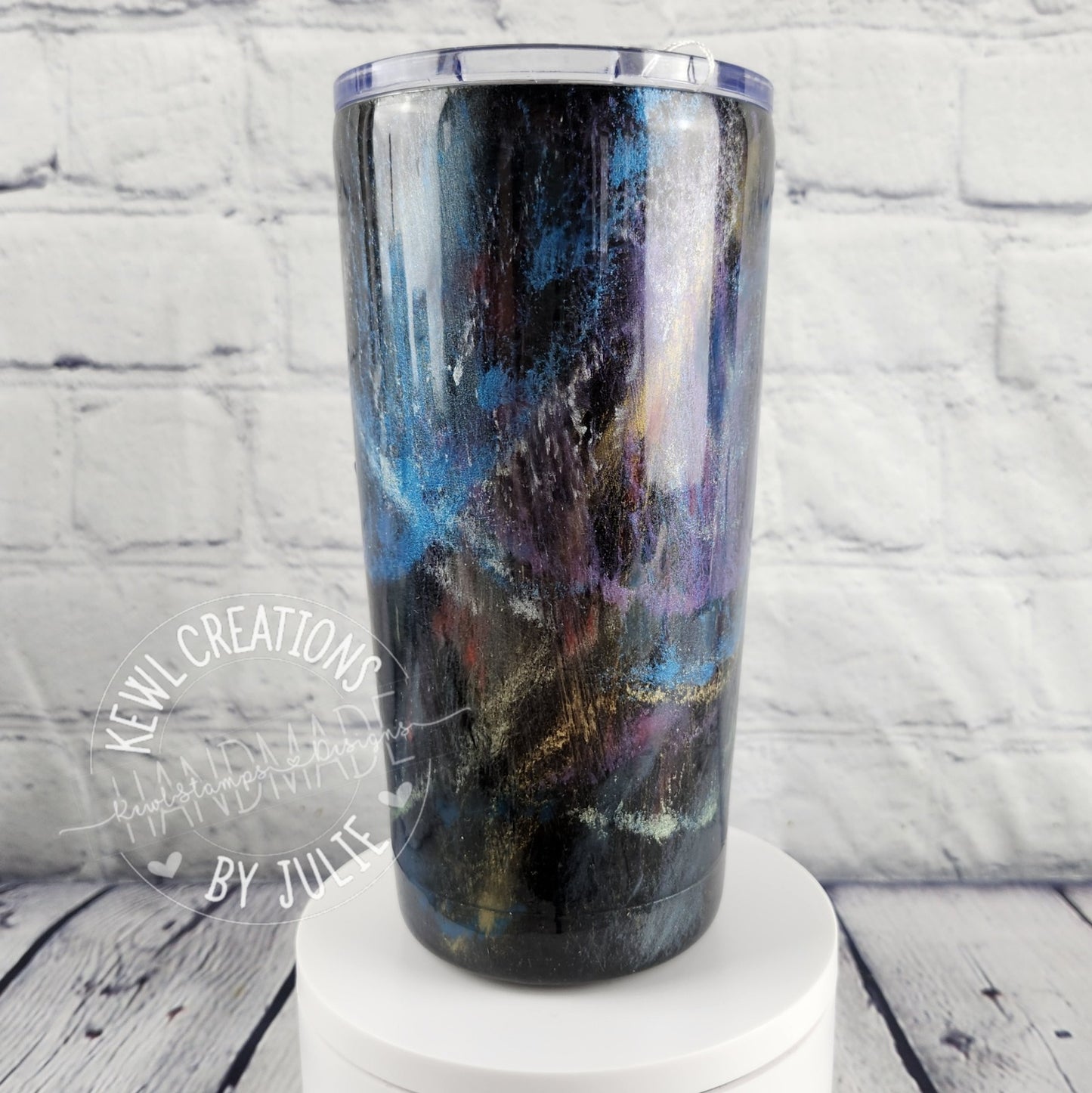 Custom painted and glittered, small stainless steel tumbler