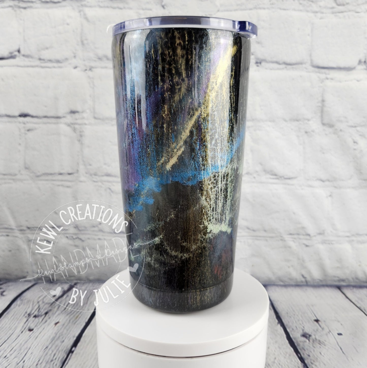 Custom painted and glittered, small stainless steel tumbler