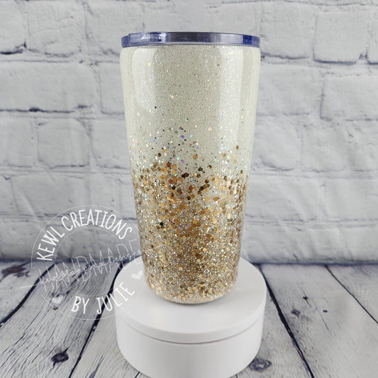 Custom painted and glittered, small stainless steel tumbler