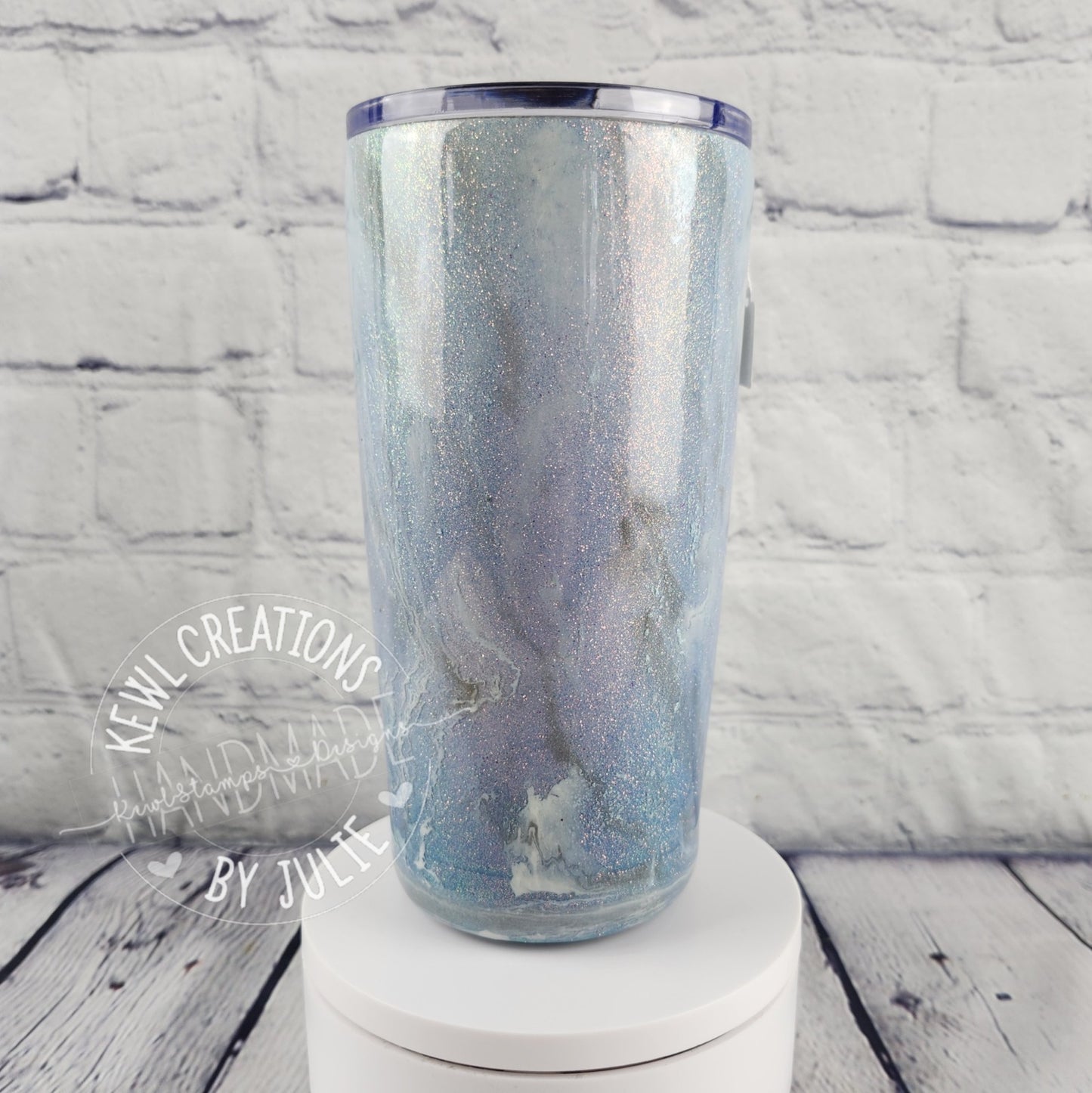 Custom painted and glittered, small stainless steel tumbler