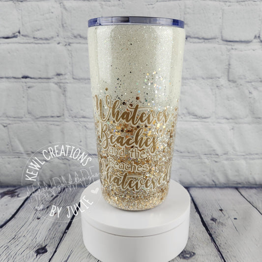 Custom painted and glittered, small stainless steel tumbler