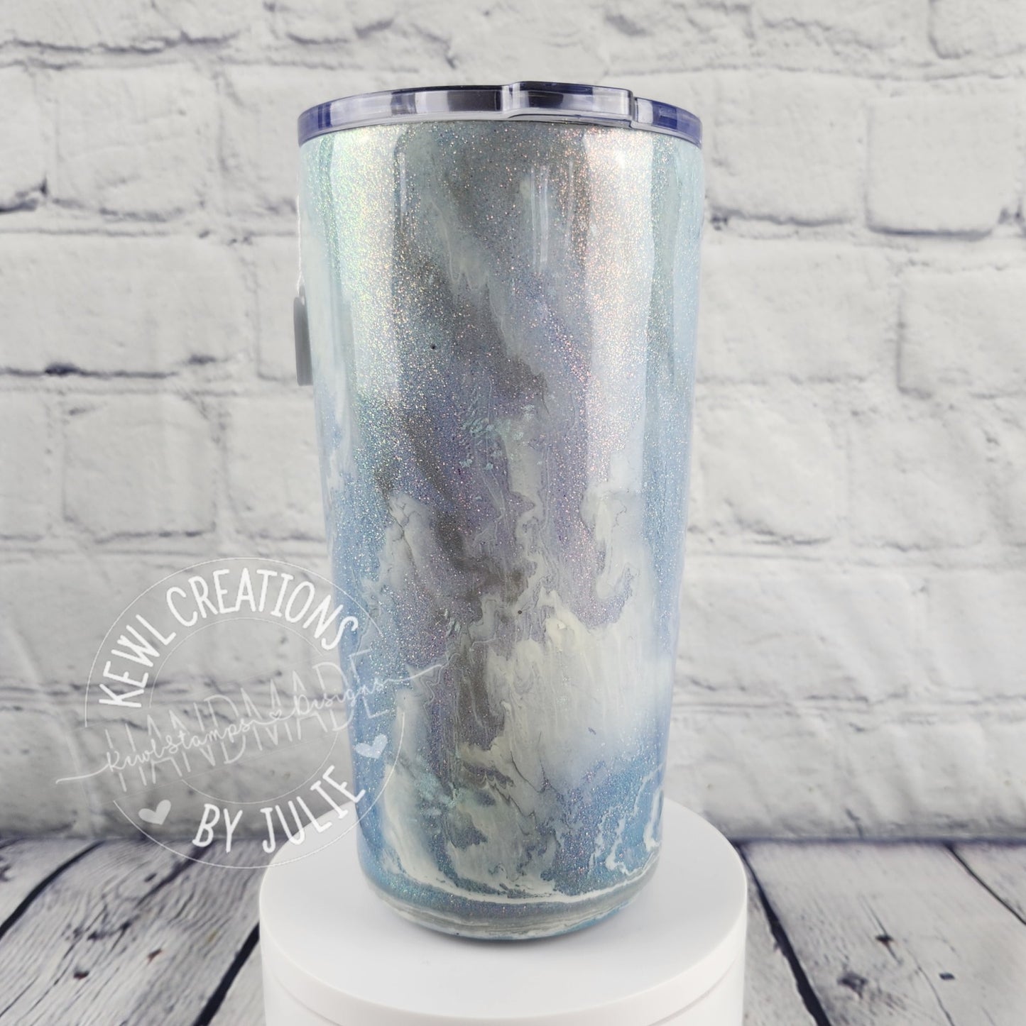 Custom painted and glittered, small stainless steel tumbler