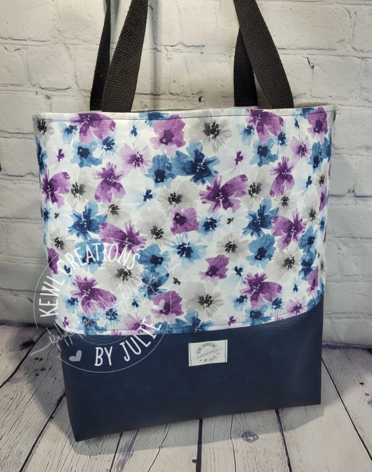 Boxed vinyl bottom Lined Shopping Tote