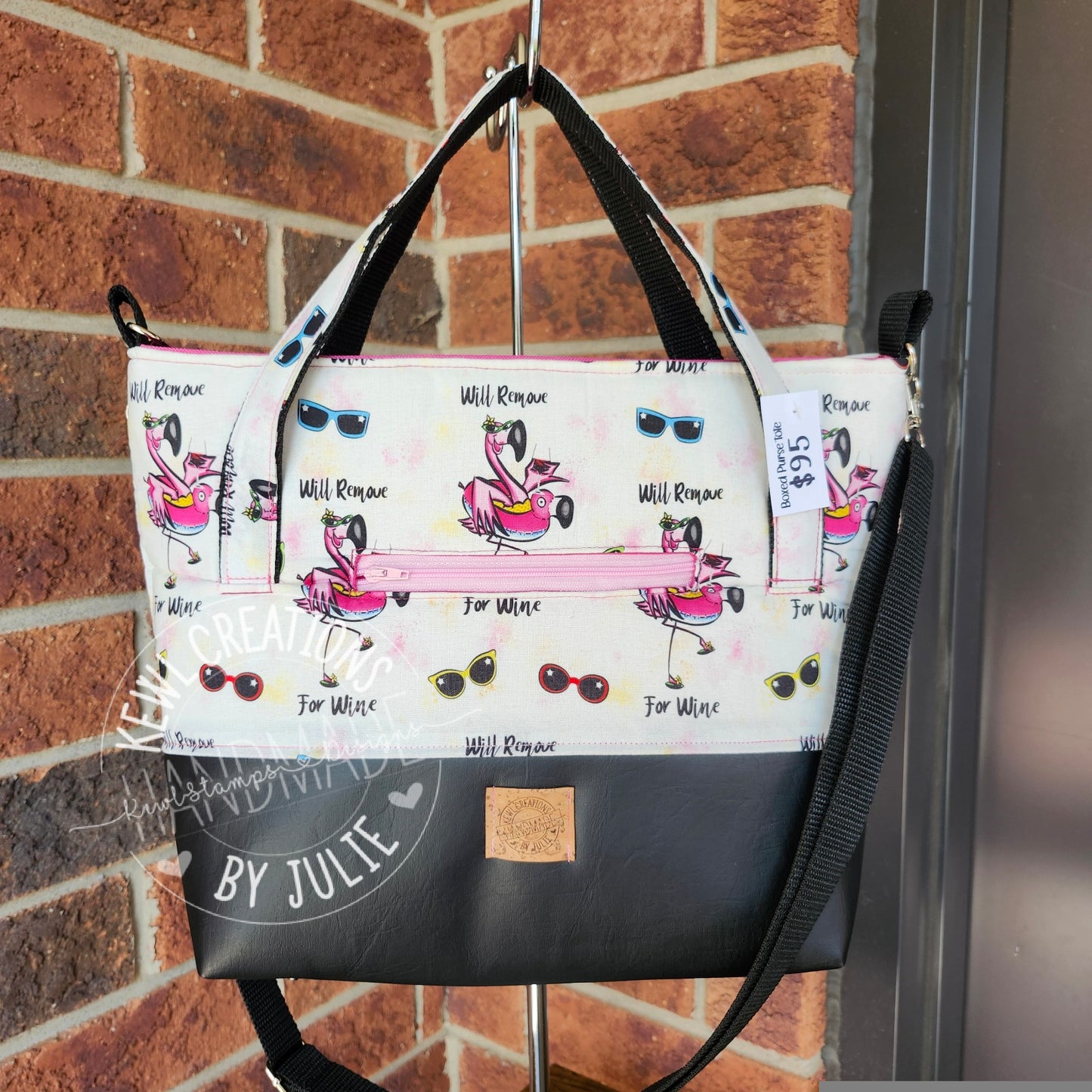 Boxed bottom handbag tote crossbody